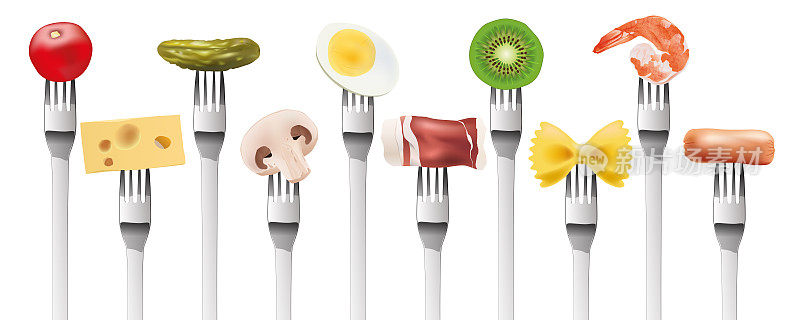 Introducing different foods on forks.